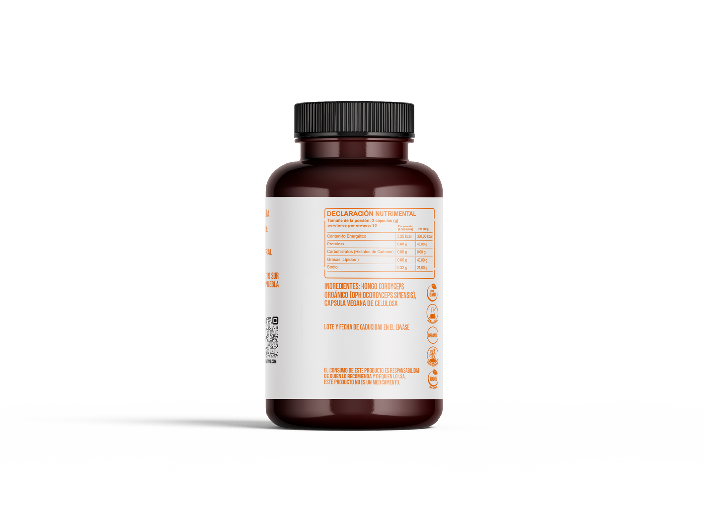 Hongo Cordyceps orgánico en cápsulas